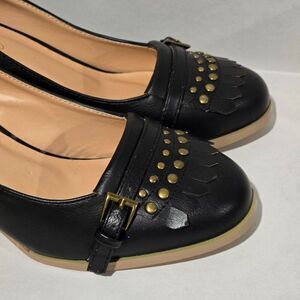 Journee Collection Womens Kitten Heels Sz 8  Black Round Toe Office Siren Preppy